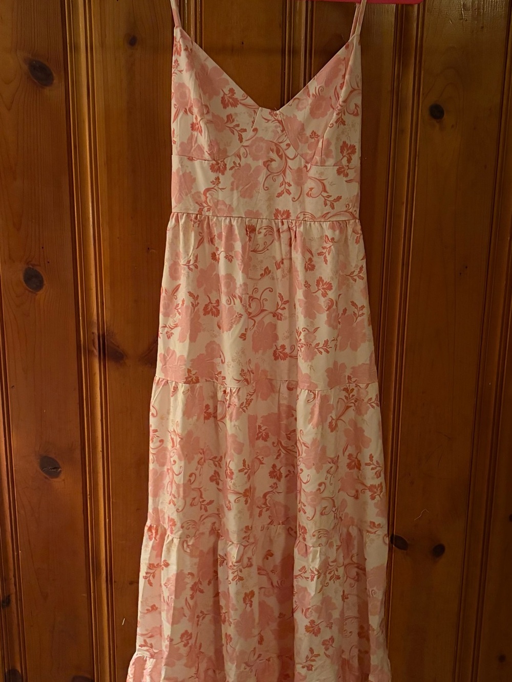 Amazon Pink Floral Spaghetti-Strap Maxi Dress
